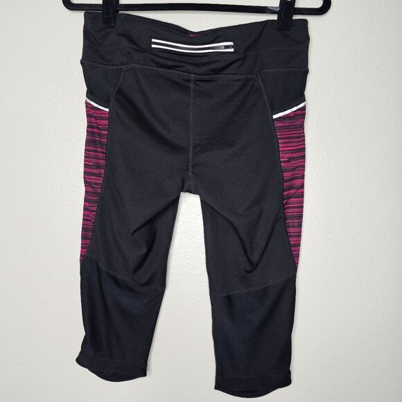 Athleta M Black Athletic Capri Legging Active Reflective Gym Yoga BeFree Knicker - Picture 4 of 8